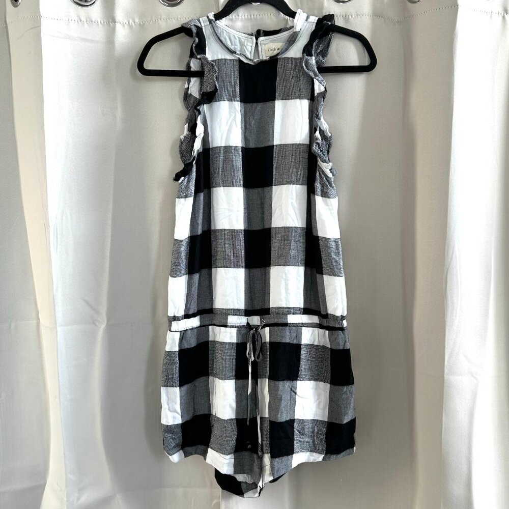 Anthropologie Cloth Stone Romper Small Buffalo Check Ruffle Y2K Hip Hop 17657x